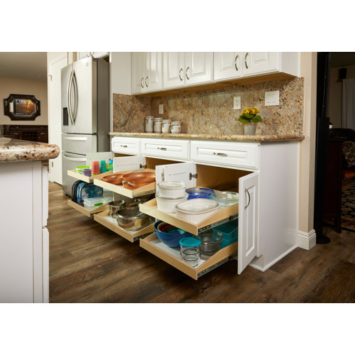 Slide-A-Shelf Custom Made-to-Fit Slide-Out Shelf with Soft Closing Full Extension Rails Wood Pull Out Cabinet Organizer